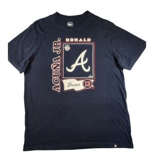 47 Brand Ronald Acuna Jr Atlanta Braves Graphic Tee Mens Large Navy MLB Baseball